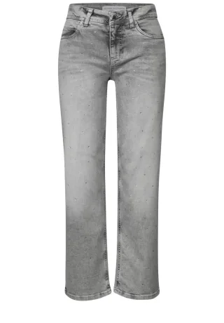 Street One - Jeans mit Schmucksteinen grau - Gr. - 26/28