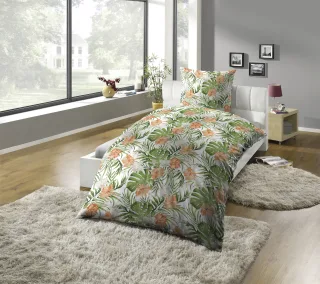 KiNZLER Bettwäsche "Mikrofaser-Satin Bettwäsche "Dschungel grün"" 2 Stk. pflegeleicht