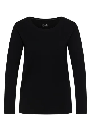 Cecil - Basic Langarmshirt schwarz - Gr. - S