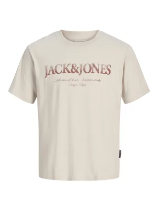 JACK&JONES - JJDEVIN DAYTONA PRINT TEE SS CREW LN Moonbeam - Gr. - XXL