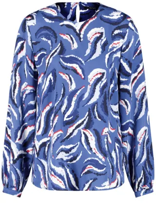 TAIFUN - Langarmbluse mit Allover-Print blau - Gr. - 36