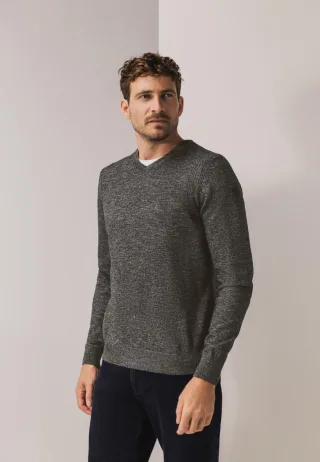 State of Art - Pullover mit V-Ausschnitt grau - Gr. - XXL