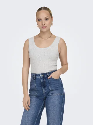 ONLY - ONLEASY S/L TANK TOP JRS light grey melange - Gr. - XL