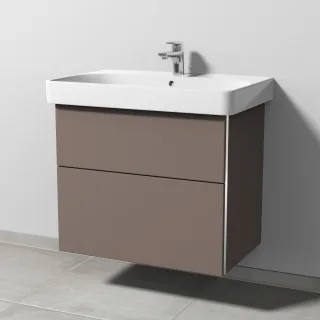 Sanipa 3way Waschtischunterbau zu Geberit Smyle Square Waschtisch mit 2 Auszügen, Taupe-Matt BP6721T