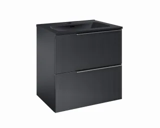 Cosmic Wish Unterschrank 2 Schubladen mit Keramik-Waschbecken , schwarz matt, WJC780M3060108 WJC780M3060108