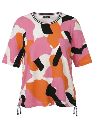 Frapp - T-Shirt Rundhals 1/2 Arm Druck powder pink multicol - Gr. - 54