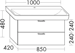 Burgbad Waschtischunterschrank Sys30 PG2 Echo 480x850x420 Leinengrau Hochglanz, WUMJ085F3162 WUMJ085F3162