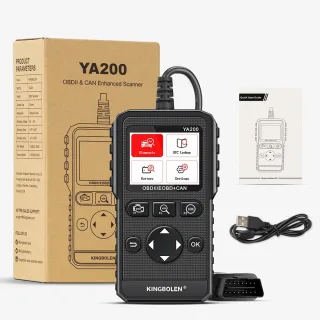 Kingbolen YA200 OBD2 Scanner Multi-Language Car Diagnostic Tool Engine Code Reader DTC Lookup Voltage Test Life Free Upd