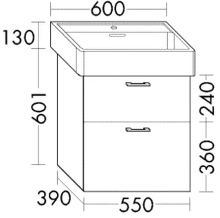 Burgbad Waschtischunterschrank Sys30 PG2 Echo 601x550x390 Eiche Dekor Rost, WVZY055F3810 WVZY055F3810