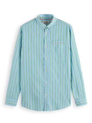 Scotch & Soda - Streifenhemd grün/blau - Gr. - S