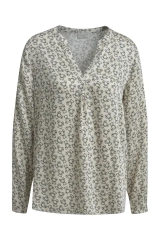 Milano Italy - V-neck blouse 1/1 sleeve black print - Gr. - 44