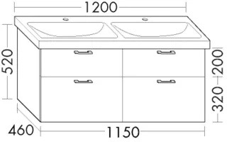 Burgbad Waschtischunterschrank zu Keramik Sys30 PG4 Sana 520x1150x460 Eiche Tabak, WXNX115F3448 WXNX115F3448