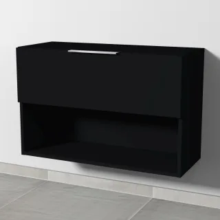 Sanipa 4balance Anbauschrank mit 1 Auszug und 1 offenem Fach, Schwarz-Matt, DG11108 DG11108