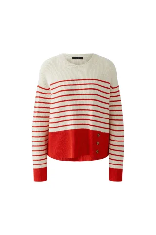 Oui - Pullover white red - Gr. - 36