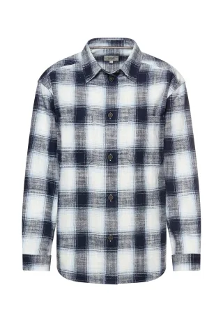 camel active - Karobluse mit Brusttasche dark blue check - Gr. - M