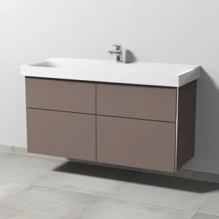 Sanipa 3way Waschtischunterbau zu Geberit Xeno2 Waschtisch mit 4 Auszügen, Taupe-Matt BP6641T