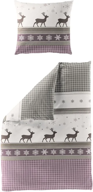 BIERBAUM Bettwäsche "Wichtel" 2 tlg. 100 % Baumwolle, Biber, unterschiedliche Weihnachts-Designs