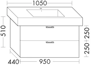 Burgbad Waschtischunterschrank Sys30 PG4 Sana 510x950x440 Grau Hochglanz, WUJH095F3364 WUJH095F3364
