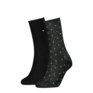 Tommy Hilfiger Socken "TH WOMEN SOCK DOT 2P" 2 Paar, 2 Paar tlg. mit feinem Rippenbündchen und Logostickerei