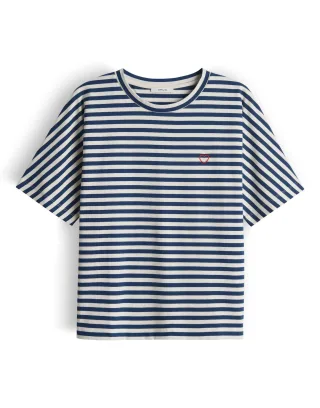Opus - T-Shirt - Salentine stripe beige/blau - Gr. - 36