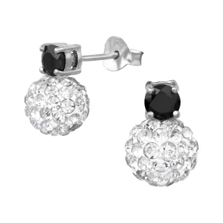 Glitzerkugel Ohrringe aus 925 Silber