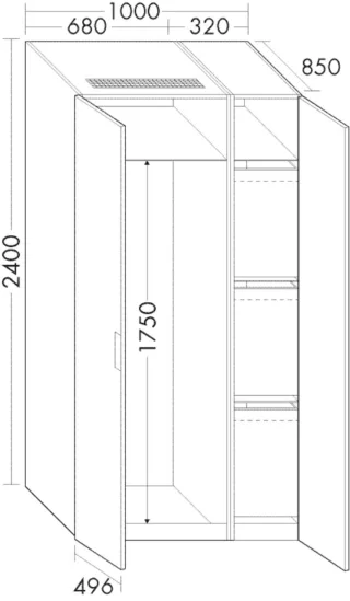 Burgbad Hochschrank rc40 System PG2 2400x1000x850 Trend-/RAL-Farbe Ultramatt, SFYN100LF5782 SFYN100LF5782