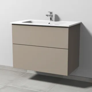 Sanipa 3way Waschtischunterbau zu Duravit ME by Starck Waschtisch mit 2 Auszügen, Sandgrau-Matt SF72567