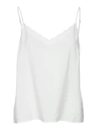 VERO MODA - VMDORIA SINGLET TOP WVN snow white - Gr. - XS