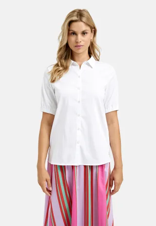 Milano Italy - Blouse w collar and placket and 1/2 sleeves white - Gr. - 34