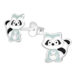 Waschb?ren Kinder Ohrringe aus 925 Silber
