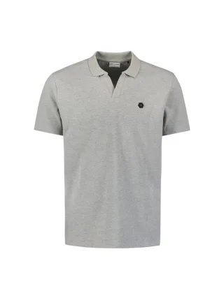 No Excess - Polo mit V-Ausschnitt grau - Gr. - S