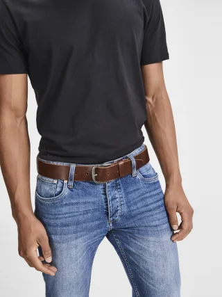 JACK&JONES - JACPAUL LEATHER BELT NOOS black coffee - Gr. - 105