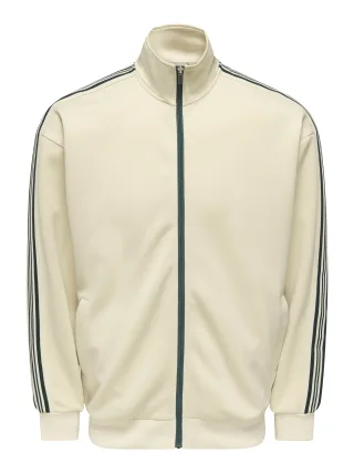 ONLY&SONS - ONSRIBER RLX LS ZIP STRIPE TRACK SWEAT Whitecap Gray - Gr. - M