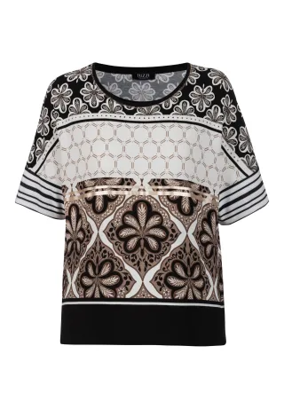 tuzzi - Shirt GOLDEN OASIS mit Bordürenmuster café au lait/ecru/schwarz - Gr. - 46