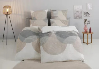 BIERBAUM Bettwäsche "Carla in Gr. 135x200 oder 155x220 cm" 2 Stk. Bettwäsche aus Baumwolle, geometrische Bettwäsche mit Reißverschluss