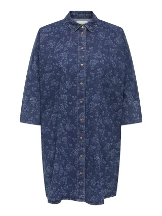 ONLY CARMAKOMA - CARGRACE 3/4 ROSE DNM DRESS PIM medium blue denim - Gr. - 46