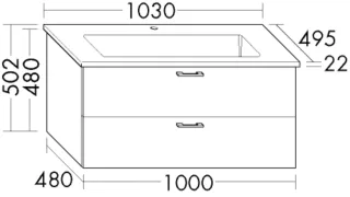 Burgbad Keramik Waschtisch-Set Sys30 PG1 Aqua Eiche Dekor Silber/Alpinweiss, SFAL103F6023C0001 SFAL103F6023C0001