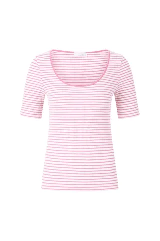 Rich & Royal - Organic Rib Shirt Striped sorbet pink - Gr. - XL