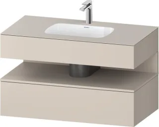 Duravit Qatego Einbauwaschtisch mit Konsolenwaschtischunterbau Taupe Matt 1000x550x600 mm - QA478609 QA4786091910000