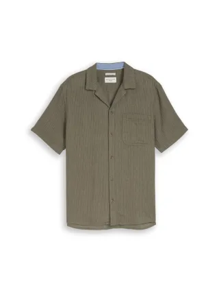 Tom Tailor - Regular Fit Resort Hemd mit Leinenanteil grün - Gr. - XL