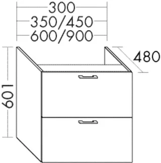 Burgbad Unterschrank Sys30 PG3 Diago 601x600x480 Nussbaum Dekor Smartline, WVAG060F6073 WVAG060F6073