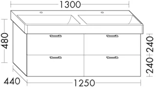 Burgbad Waschtischunterschrank Sys30 PG1 Aqua 480x1250x440 Marone Dekor Trüffel, WURK125F1718 WURK125F1718