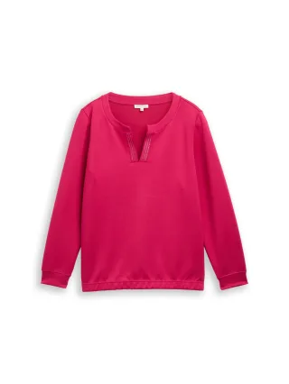 Tom Tailor - Plus Size - Scuba Sweatshirt mit Strasssteinen dark pink - Gr. - 44