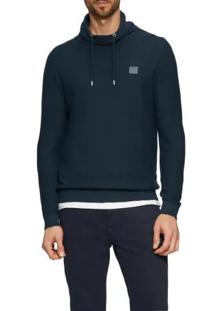 s.Oliver Red Label - Gestrickter Pullover mit Schalkragen blau - Gr. - XL