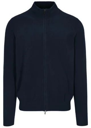 COMMANDER Finest Clothing - Cardigan mit Zip, uni dark navy - Gr. - XXL