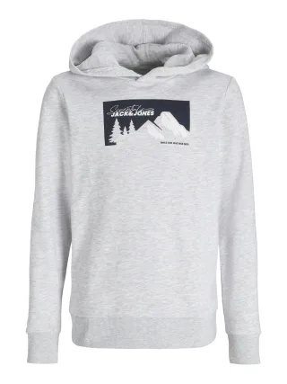 JACK&JONES - JJSUN SWEAT HOOD JNR white melange - Gr. - 164