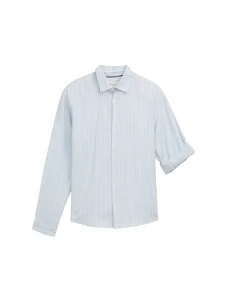 Denim Tom Tailor - Relaxed Fit Hemd mit Turn-up-Funktion light blue stripe - Gr. - S