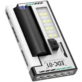 5-LED Magnetic Portable Flashlight With 21700 Battery USB Rechargeable with Digital Display, Red & Blue Warning Lights,