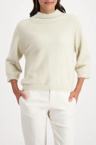 monari - Flauschiger Pullover mit Lurex almond - Gr. - 42