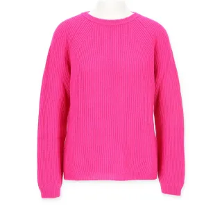 Halsüberkopf Accessoires - Pullover Rundhals feine Rippe pink - Gr. - l